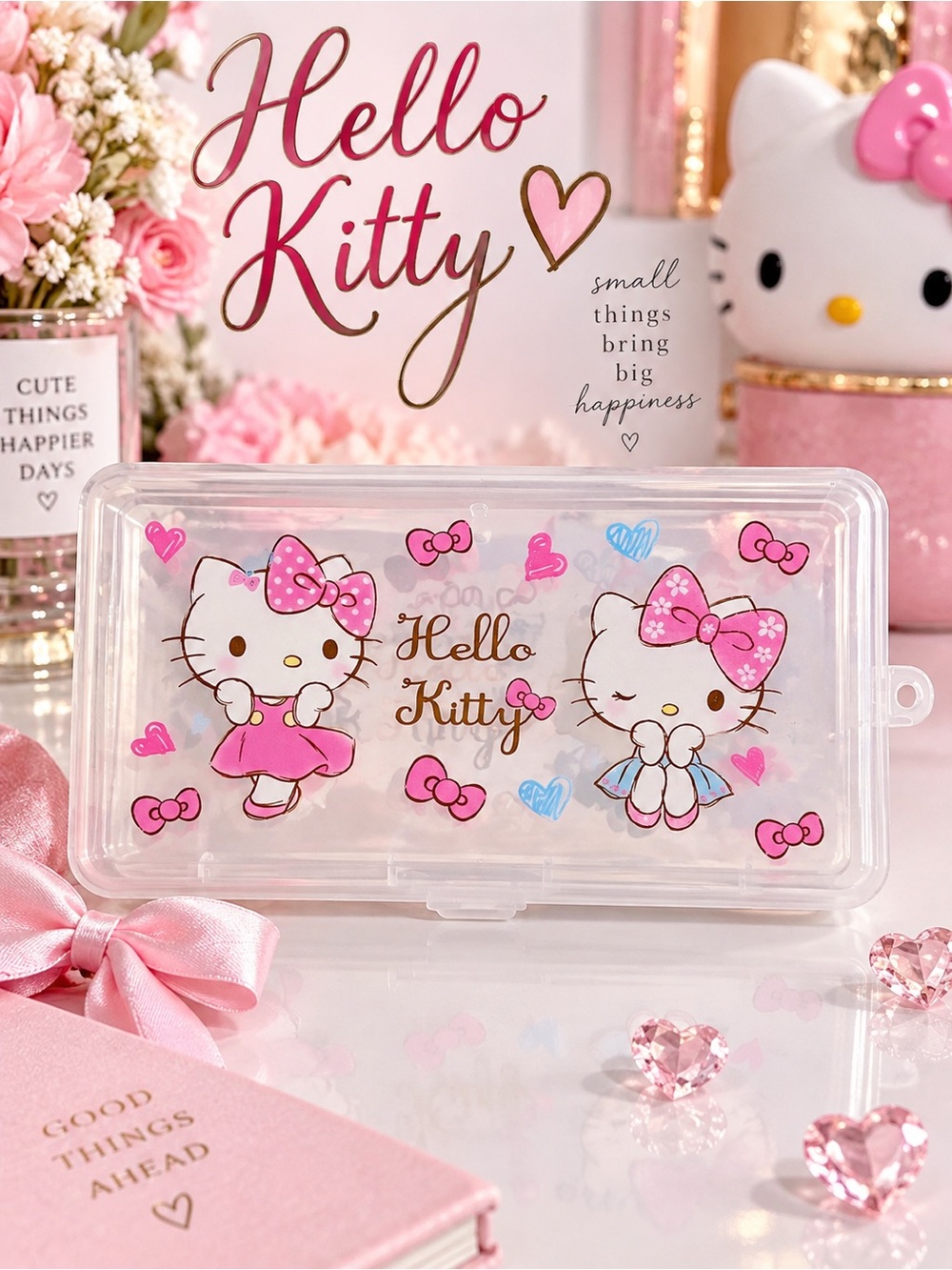 Hello Kitty Clear Multipurpose Storage Case Organizer.NWT